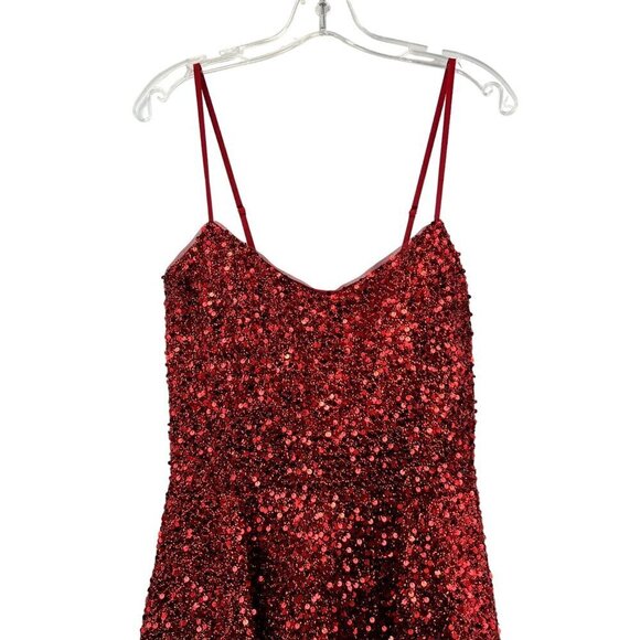 Alyce Paris 3116 A-Line Spaghetti Strap Sequin Short Dress Red Size 12 New - Picture 2 of 11